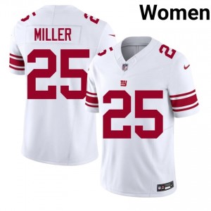 New York Giants Dante Miller #25 Women Licensed Football Stitched Jersey - White Edition 48131907