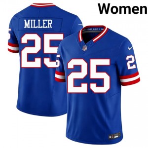 NY Giants Dante Miller #25 Women Pro Cut Football Stitched Jersey - Royal Throwback Edition 35005736