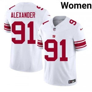 New York Giants Darius Alexander #91 Women Durable Football Embroidery Jersey - White Edition 84787354