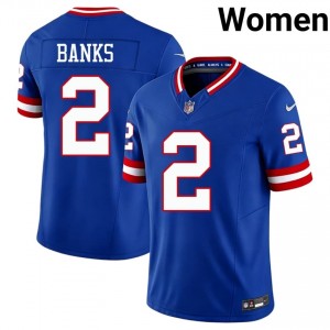 NY Giants Deonte Banks #2 Women Pro Cut Football Stitch Jersey - Royal Throwback Edition 70121994