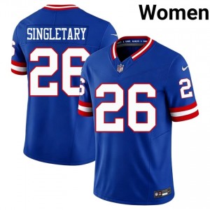 NYG Devin Singletary #26 Women Essential Football Sewn Jersey - Royal Throwback Edition 95700486