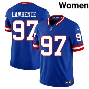 NY Giants Dexter Lawrence #97 Women Limited Football Stitch Jersey - Royal Throwback Edition 15154539