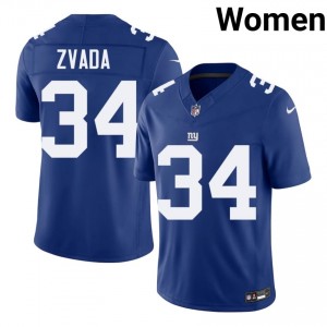 #34 Dominic Zvada New York Giants Women Licensed Football Embroidery Jersey - Royal Edition 26304654