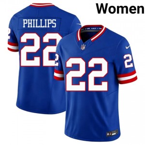New York Giants Dru Phillips #22 Women Elite Thread Football Stitched Jersey - Royal Throwback Edition 40756932