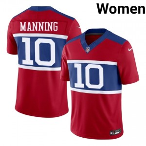 #10 Eli Manning NY Giants Women Durable Football Stitched Jersey - Red Edition 70154376