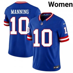 New York Giants Eli Manning #10 Women NFL Football Stitched Jersey - Royal Throwback Edition 33339876
