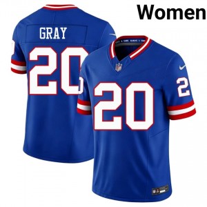 NY Giants Eric Gray #20 Women Elite Thread Football Stitch Jersey - Royal Throwback Edition 16371482