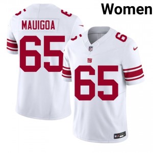 Giants Francis Mauigoa #65 Women Durable Football Stitch Jersey - White Edition 30920876