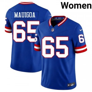 New York Giants Francis Mauigoa #65 Women Player Football Stitched Jersey - Royal Throwback Edition 43215916