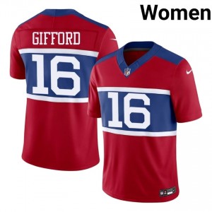 #16 Frank Gifford NY Giants Women Authentic Football Stitch Jersey - Red Edition 63721966