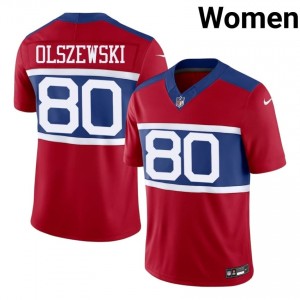 #80 Gunner Olszewski NY Giants Women NFL Football Stitch Jersey - Red Edition 43168751