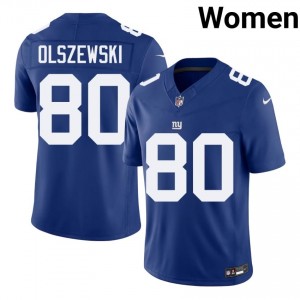 #80 Gunner Olszewski Giants Women Authentic Football Stitch Jersey - Royal Edition 52519242