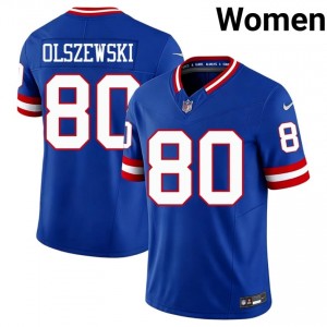 NYG Gunner Olszewski #80 Women Limited Football Sewn Jersey - Royal Throwback Edition 22245893