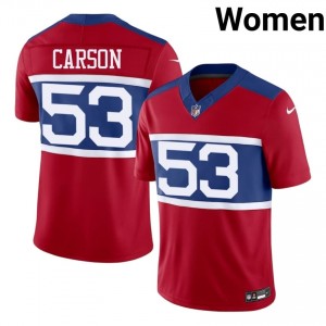 #53 Harry Carson New York Giants Women Elite Thread Football Stitched Jersey - Red Edition 47313527
