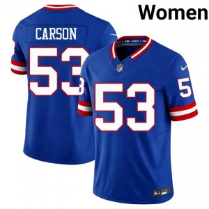 Giants Harry Carson #53 Women Exclusive Football Stitch Jersey - Royal Throwback Edition 33892995