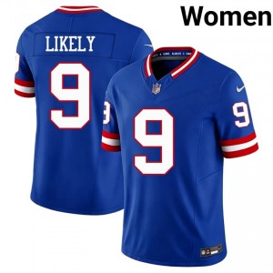Giants Isaiah Likely #9 Women Elite Thread Football Stitch Jersey - Royal Throwback Edition 94574927