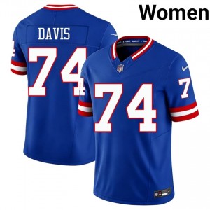 Giants J.C. Davis #74 Women Pro Cut Football Stitch Jersey - Royal Throwback Edition 79535800
