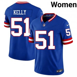 NY Giants Jack Kelly #51 Women Classic Football Stitch Jersey - Royal Throwback Edition 83536492