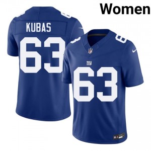 #63 Jake Kubas NY Giants Women Original Football Stitch Jersey - Royal Edition 85267430