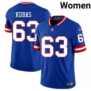 New York Giants Jake Kubas #63 Women Exclusive Football Embroidery Jersey - Royal Throwback Edition 31663417