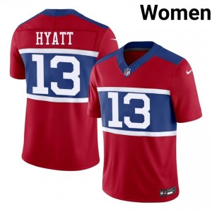 #13 Jalin Hyatt NYG Women Premium Football Sewn Jersey - Red Edition 16476532