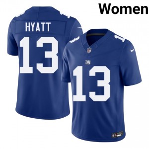 #13 Jalin Hyatt NY Giants Women Elite Thread Football Stitch Jersey - Royal Edition 86340237