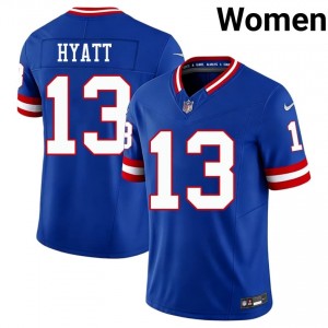 New York Giants Jalin Hyatt #13 Women Professional Football Embroidery Jersey - Royal Throwback Edition 19337512