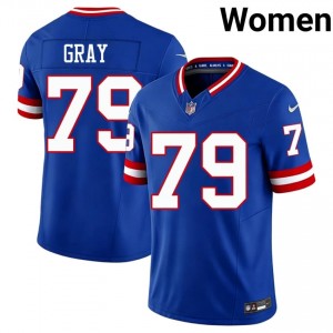 New York Giants Jarrod Gray #79 Women Authentic Football Embroidery Jersey - Royal Throwback Edition 67381816