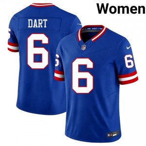 NY Giants Jaxson Dart #6 Women Moisture Wicking Football Stitched Jersey - Royal Throwback Edition 69517214
