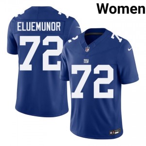#72 Jermaine Eluemunor NYG Women Elite Thread Football Sewn Jersey - Royal Edition 99616399