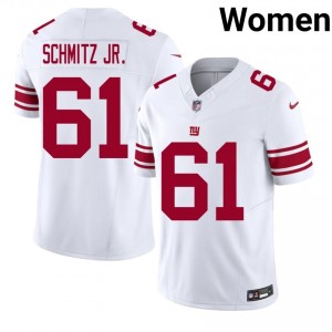 NY Giants John Michael Schmitz Jr. #61 Women Iconic Football Stitch Jersey - White Edition 34015093