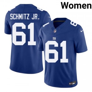 #61 John Michael Schmitz Jr. NY Giants Women Player Football Stitched Jersey - Royal Edition 54209298