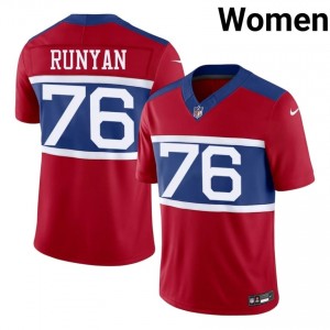 #76 Jon Runyan Giants Women Premium Football Stitch Jersey - Red Edition 30446709
