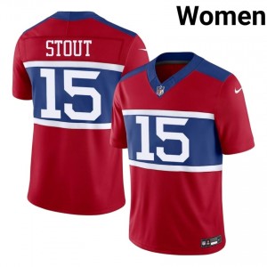#15 Jordan Stout Big Blue Women Gameday Football Embroidery Jersey - Red Edition 84029086