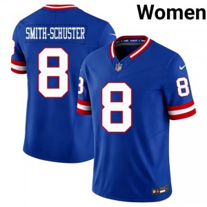 NY Giants JuJu Smith-Schuster #8 Women Exclusive Football Stitch Jersey - Royal Throwback Edition 11341067