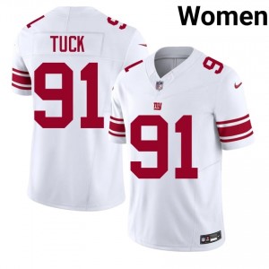 Big Blue Justin Tuck #91 Women Durable Football Embroidery Jersey - White Edition 31677957