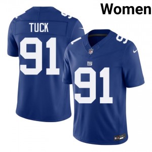 #91 Justin Tuck NY Giants Women Essential Football Stitch Jersey - Royal Edition 73903961