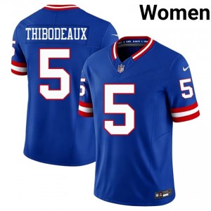 Giants Kayvon Thibodeaux #5 Women Authentic Football Stitch Jersey - Royal Throwback Edition 85073463