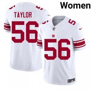NYG Lawrence Taylor #56 Women Moisture Wicking Football Sewn Jersey - White Edition 61316812