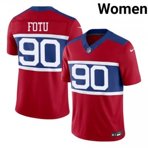 #90 Leki Fotu NY Giants Women Licensed Football Stitch Jersey - Red Edition 76379302