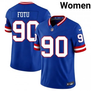 NYG Leki Fotu #90 Women Classic Football Sewn Jersey - Royal Throwback Edition 36112806
