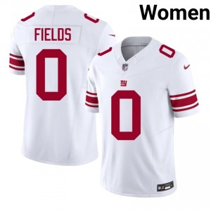 New York Giants Malachi Fields #0 Women Moisture Wicking Football Stitched Jersey - White Edition 81925719