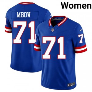 NY Giants Marcus Mbow #71 Women Iconic Football Stitch Jersey - Royal Throwback Edition 32450152