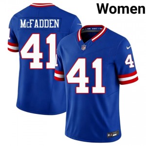 New York Giants Micah McFadden #41 Women Moisture Wicking Football Embroidery Jersey - Royal Throwback Edition 98740125