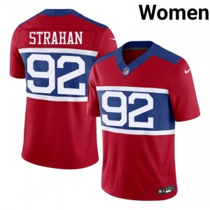#92 Michael Strahan NYG Women Exclusive Football Sewn Jersey - Red Edition 41808848
