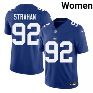 #92 Michael Strahan NY Giants Women Moisture Wicking Football Stitch Jersey - Royal Edition 33358285