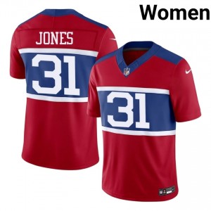 #31 Nic Jones New York Giants Women Classic Football Embroidery Jersey - Red Edition 27141026