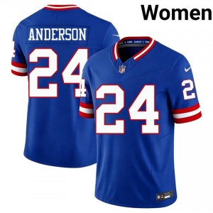 New York Giants Ottis Anderson #24 Women Authentic Football Stitched Jersey - Royal Throwback Edition 14520494