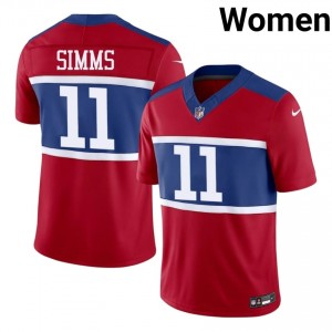 #11 Phil Simms Big Blue Women Licensed Football Embroidery Jersey - Red Edition 60027327