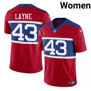 #43 Raheem Layne Big Blue Women Authentic Football Embroidery Jersey - Red Edition 64823632